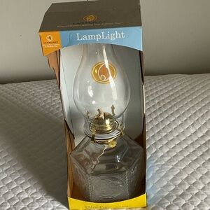 Clear Glass & Gold Accent Oil Lamp